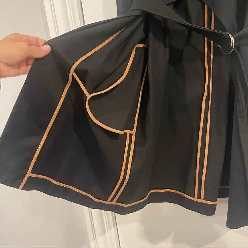 SANDRO Paris Malena Cotton Black Trench Coat - Picture 9 of 12